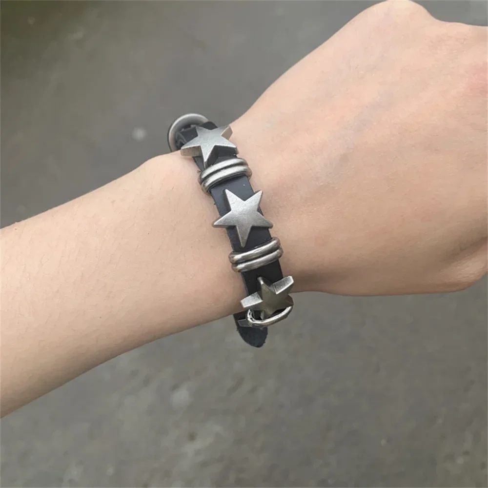 New Star Leather Watchband Bracelet For Women Trend Charm Fashion Adjustable Men Y2k Bracelet Harajuku Jewelry Gift