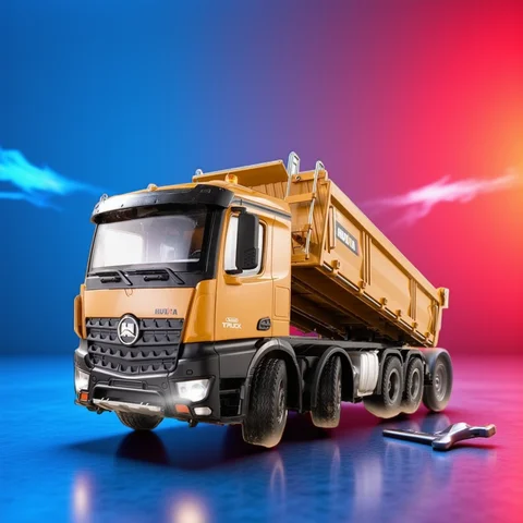 Huina 1536 1/14 Semi Alloy Transport Eight Wheeled Dump Truck With Sound And Light Remote Control Engineering Vehicle Toy Gift