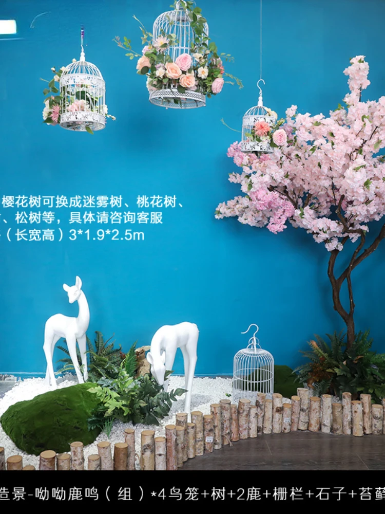 Fake Trees Shopping Mall Supermarket Floor Wishing Tree Banyan Cherry Tree Emulational Flower Decoration