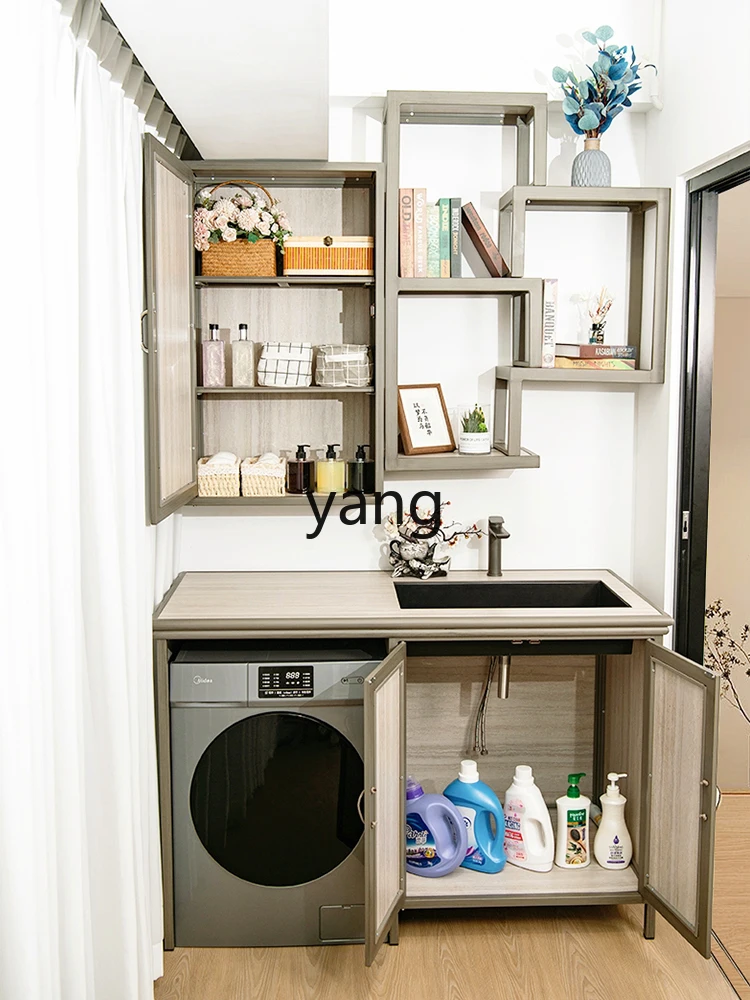 LXL Balcony Washing Machine Cabinet Storage Storage Antique Shelf Combination All-in-One Cabinet