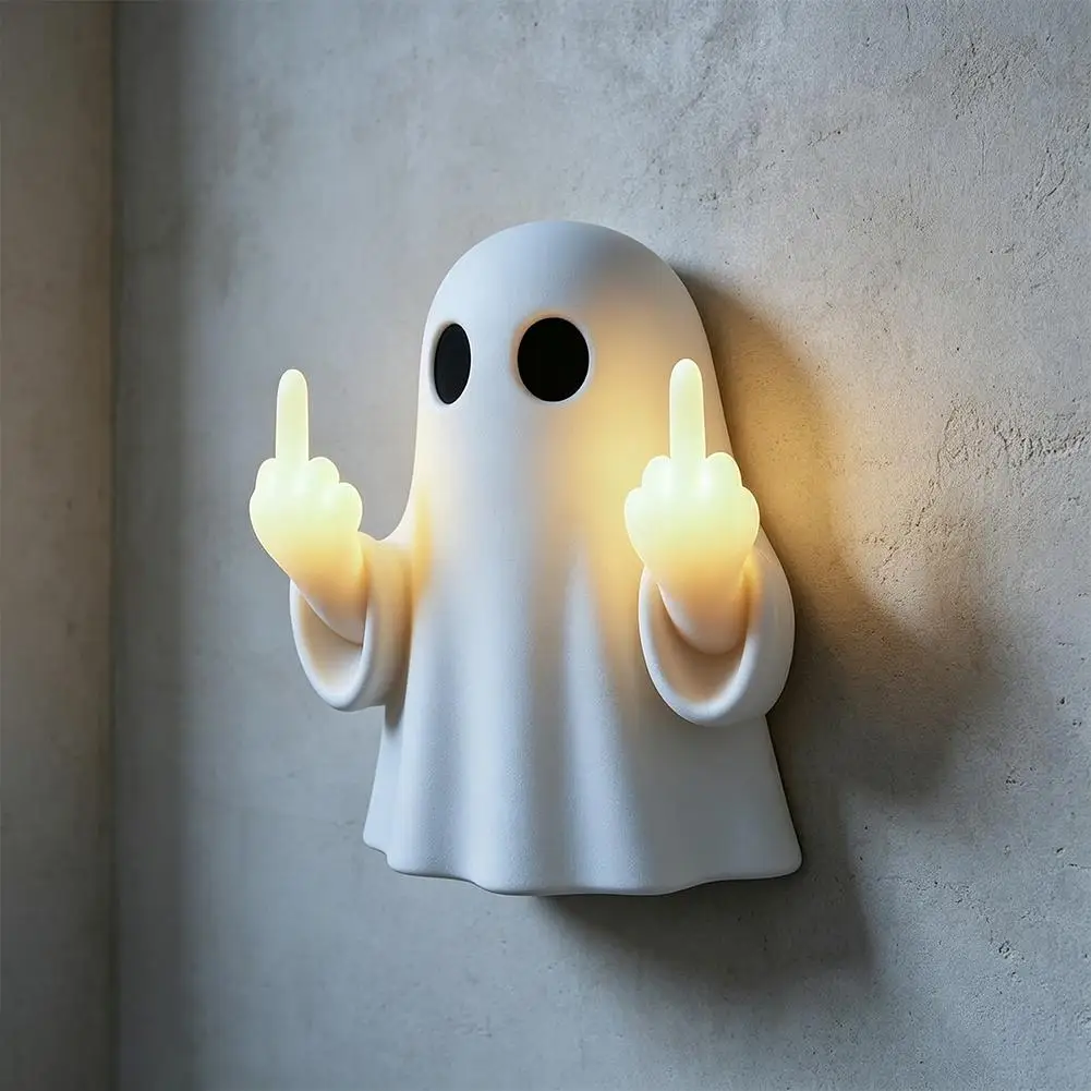 LED Luminous Night Light Porch Bedroom Balcony Atmosphere Lamp Halloween Ghost Design Light Ghost Middle Finger Decoration Light
