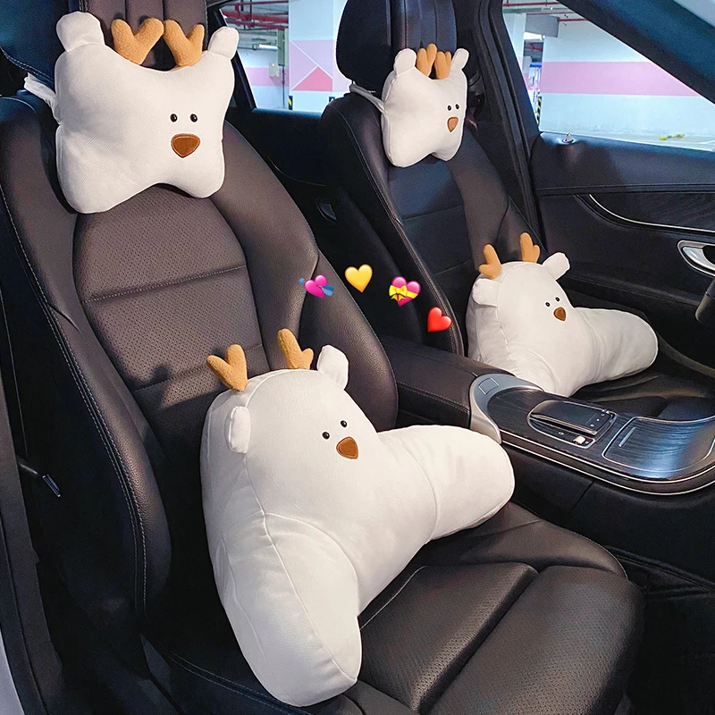 

New Arrival Cartoon Bear Ice Silk Lumbar Support Car Waist Neckpillow Car Interior Supplies Cute