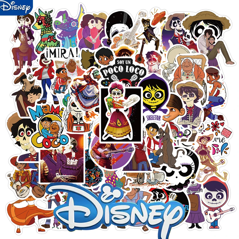 

50pcs Disney Cartoon Coco Stickers Waterproof DIY Toys For Laptop Phone Case Scrapbooking Fridge Kids Cute Sticker Decals Packs