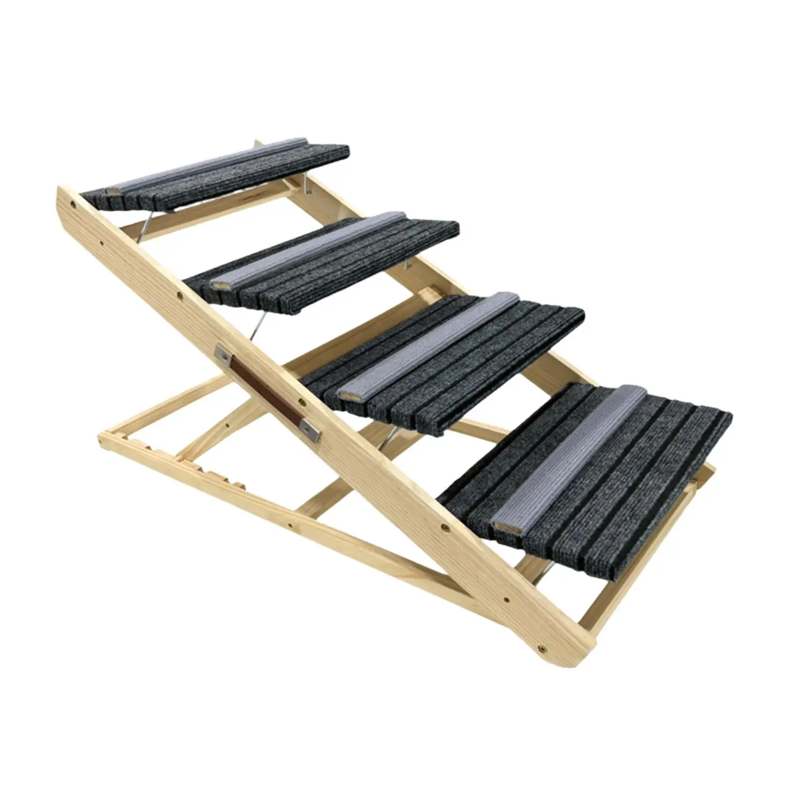 Wooden Pet Stairs 4 Layers Non Slip Portable Dog Ladder for Kitty Trucks Bed