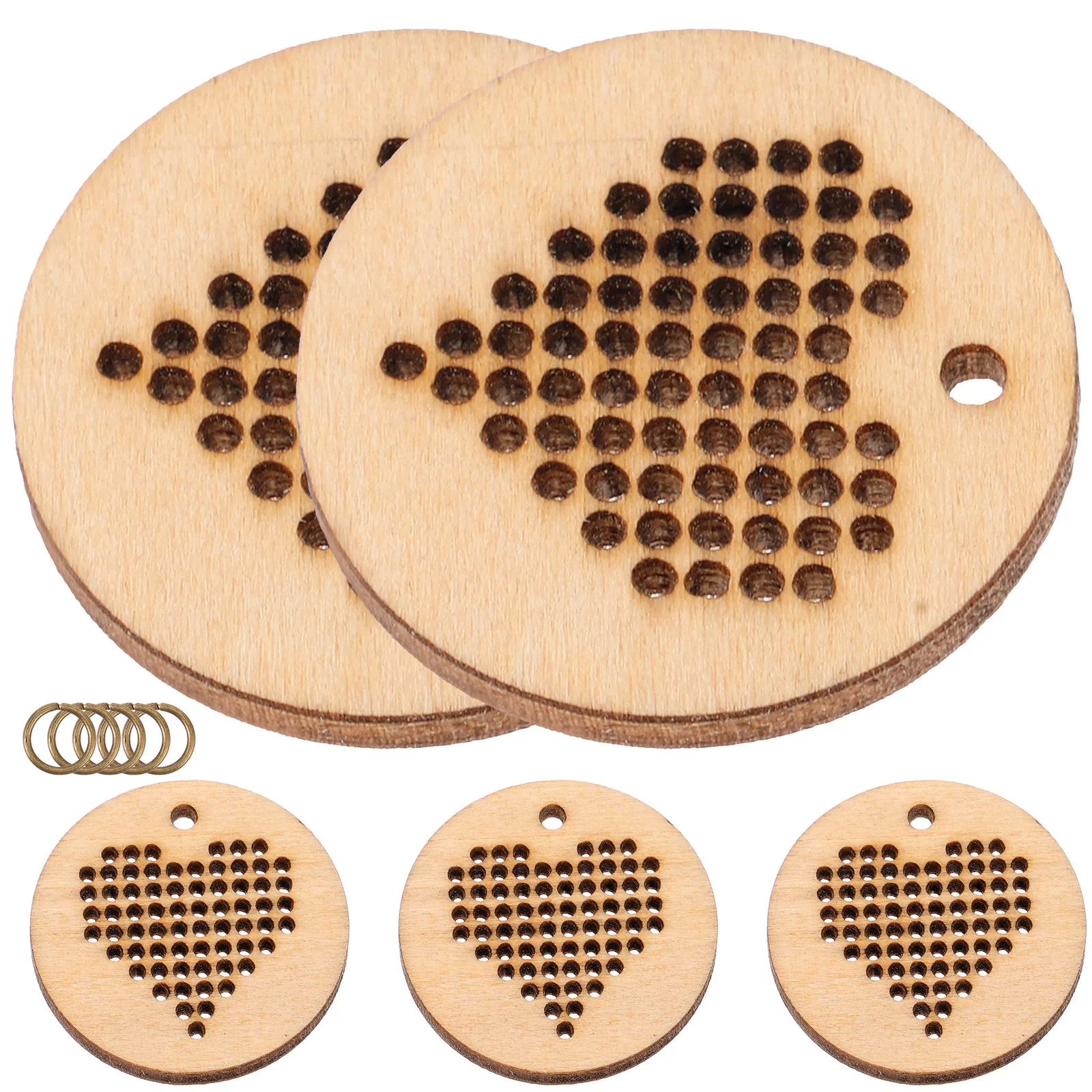 

5pcs Round Cross Stitch Wood Chips Handmade Diy Pendant Ornament Gift Blank Craft Kit Cross Stitch Supplies Woodworking Tool