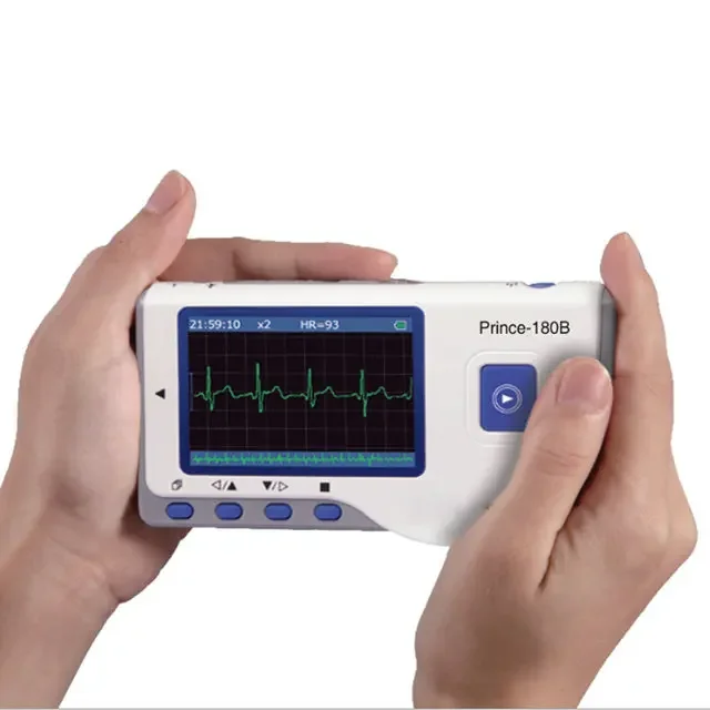 Portable handheld rapid heart rate detector ECG monitor machine with ECG cable and continuous measurement