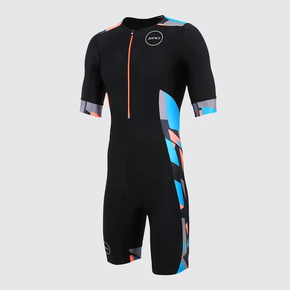 

zone3 Men Cycling Short Sleeve Swiming Suit Triathlon Bike Racing Tri Suit Maillot Ciclismo Swimming Running Clothing Skinsuit