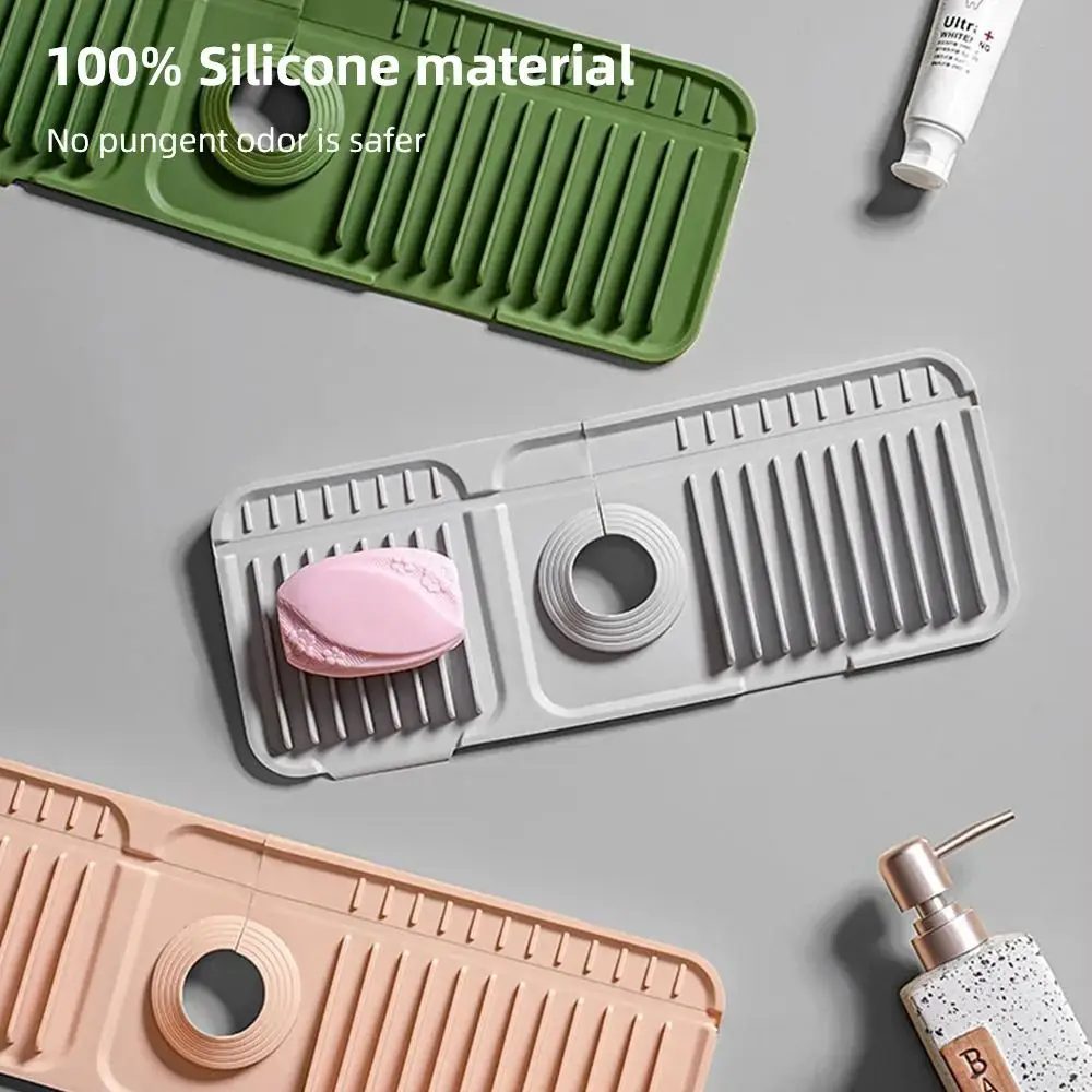 1Pcs Drying Pad Faucet Mat Silicone Water-absorbent Quick-drying Sink Mat Wear Resistant Countertop Protector Splash Guard