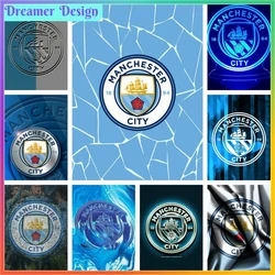 Manchester City Logo Set Badge British Football Club Diamond Painting Full Mosaic Embroidery Pattern Canvas Handcraft Gift Cross