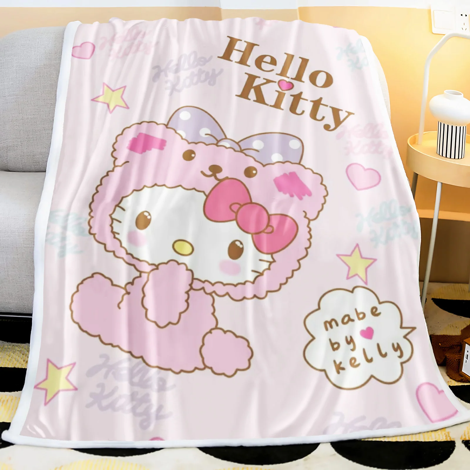 

Hello Kitty Blanket Furry Bed Baby Blankets And Throws Anime Microfiber Fabric Printed