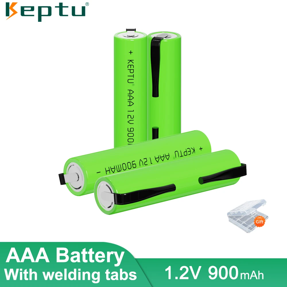 

KEPTU AAA with Welding Tabs Rechargeable AAA Battery 1.2V 900mAh Nimh Green Shell for Philips Electric Shaver Toothbrush Razor