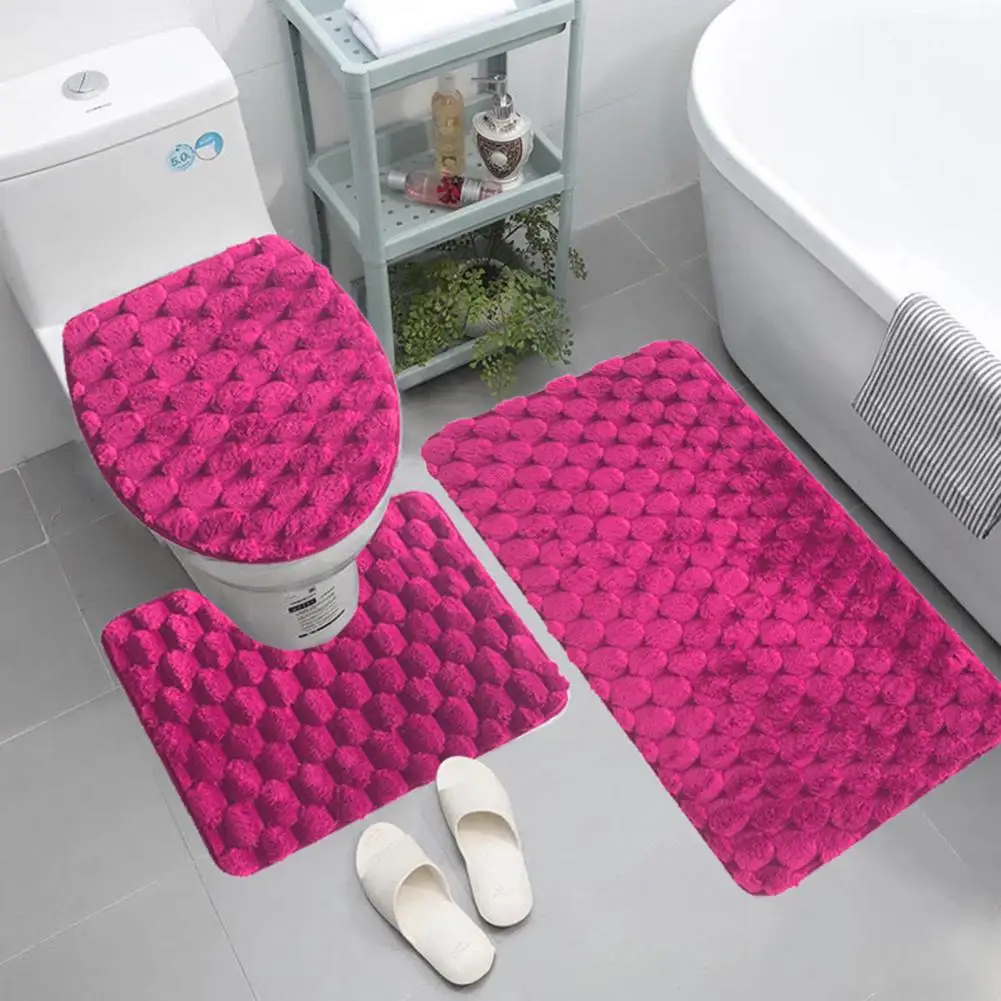 Warm Winter Rug Set Luxurious 3-piece Bathroom Mat Set with Non-slip Design Super Absorbent Material Thickened Tufted for Fall