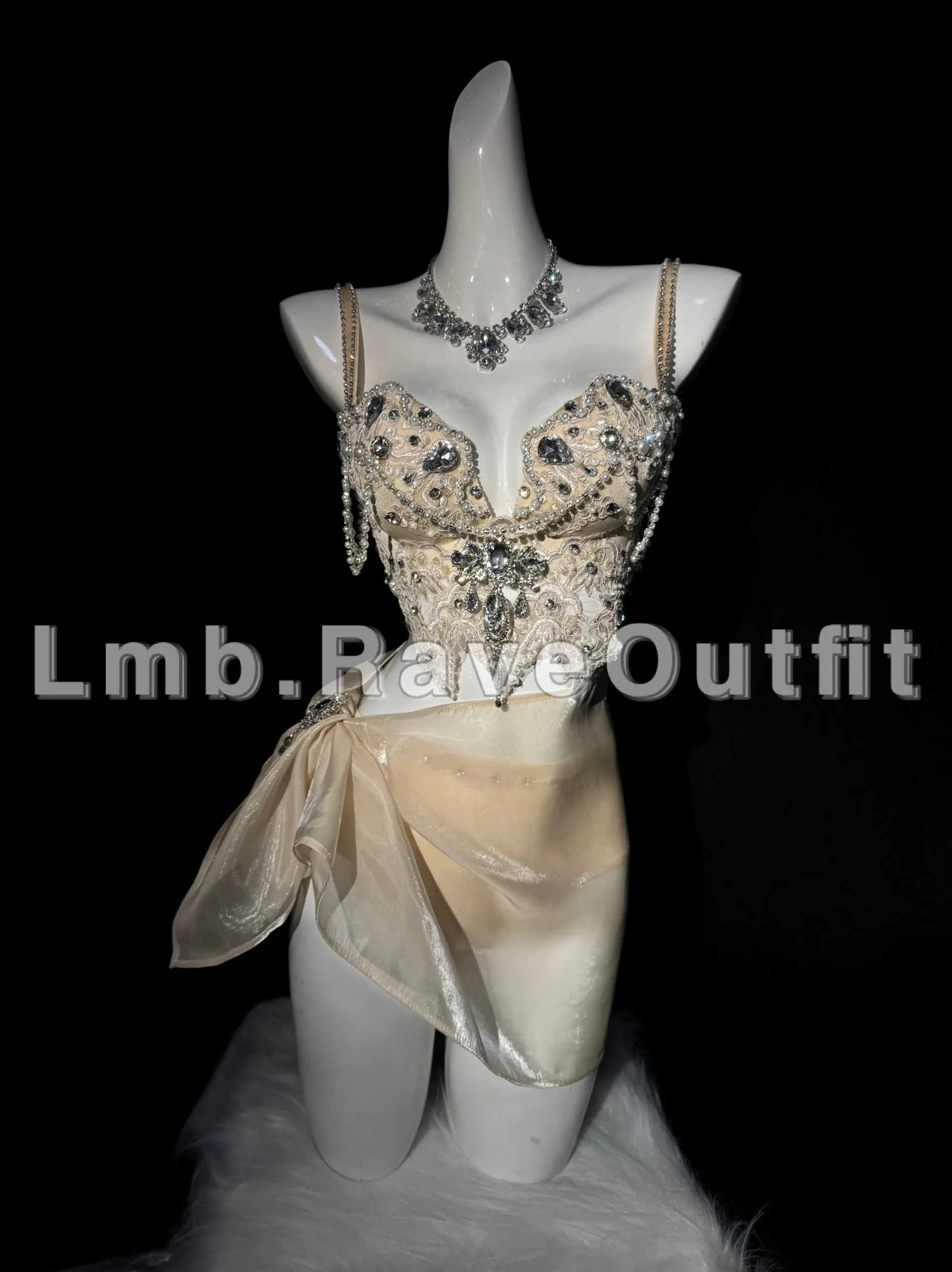 RaveOutfit｜Athena Goddess Luxurious And Sparkling EDC Electronic Dance Festival Costume, Sexy Tulle Dress, Performance Outfit