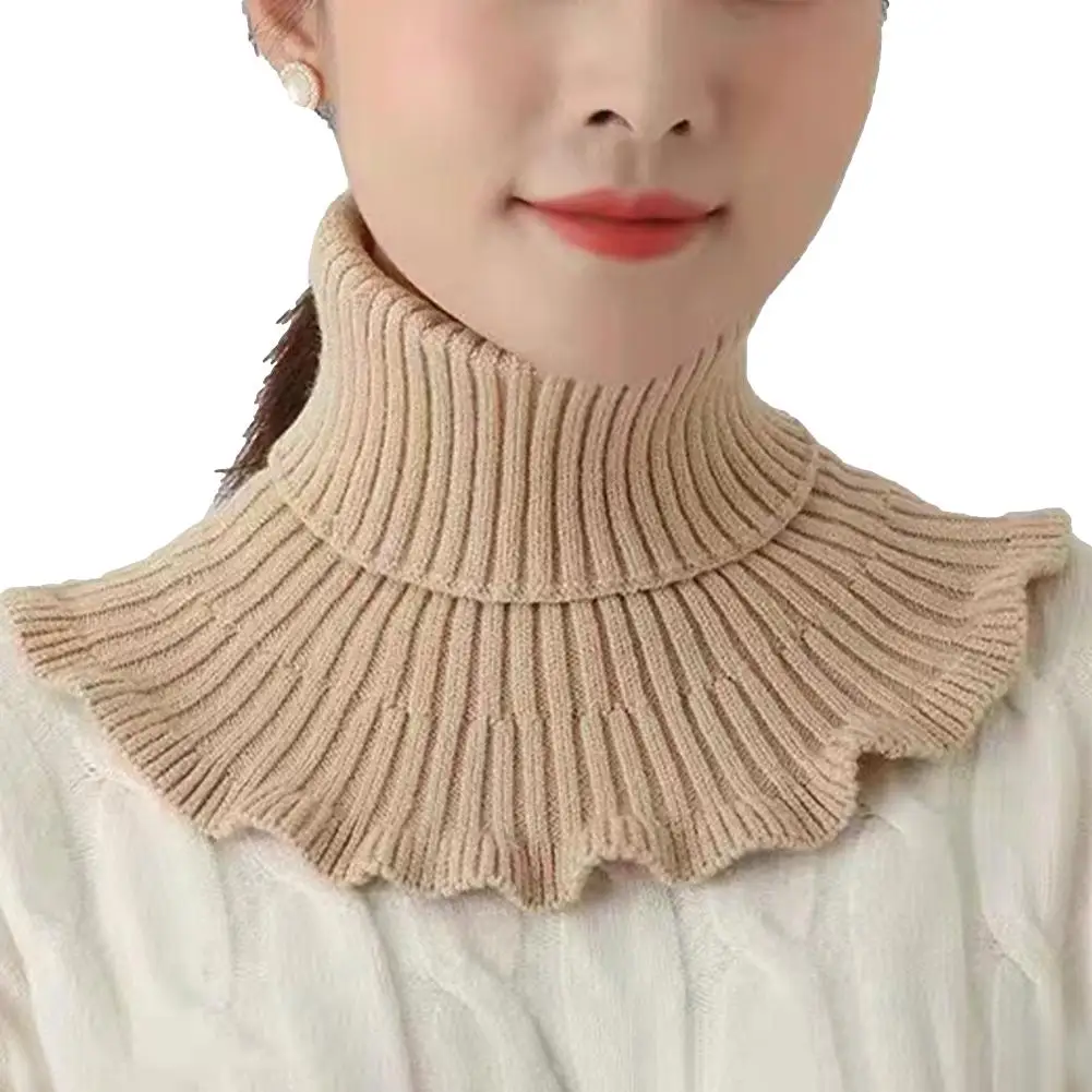 Winter Knitted Warm Neckerchief For Women Solid Detachable Scarf Soft Outdoor Knitting Warmer Neck Collar Pullover Scarves R4U4