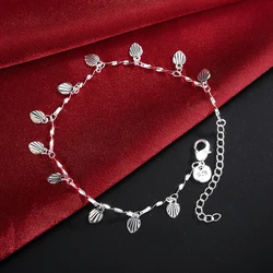 Promotion 925 Sterling Silver Pretty Nice Leaf Chain Bracelet Fashion Charm Anklet Wedding Cute Women Lady Party Gift