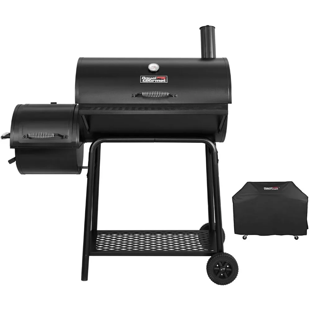 CC1830FC Charcoal Grill Offset Smoker (Grill + Cover), Black