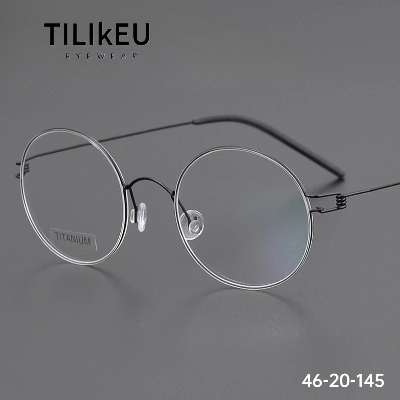 

Denmark Ultra-Light Titanium Round Eyeglass Frames Men Women Retro Round Rim Myopia Prescription Screwless Eyewear Eye Glasses