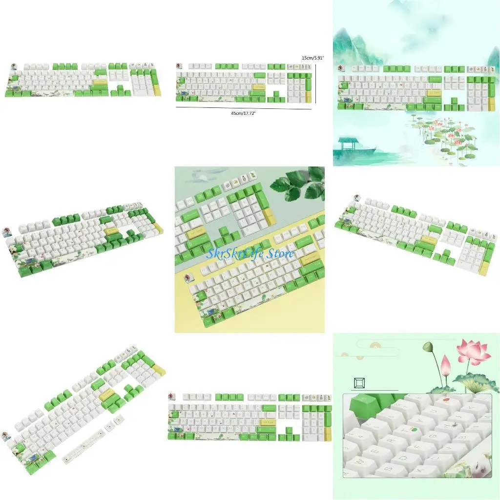 

E65e 108-key lotus flower theme theme keycaps oem dye sub formx switch 61 64 68 84 96