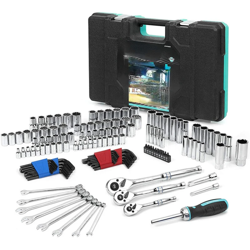 138pcs Mechanic Tool Kit Socket Sets 90-Tooth Ratchet Wrench Set spanner tool set for Auto Repair