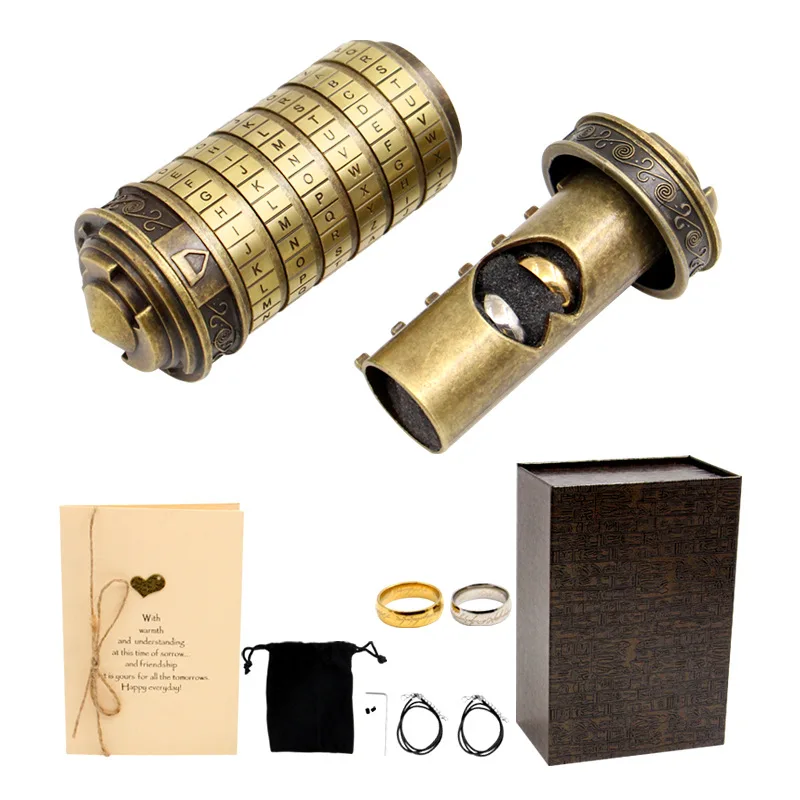 Creative novelty gift  combination lock cylinder retro Valentine's Day gift gift for girlfriend bronze combination lock