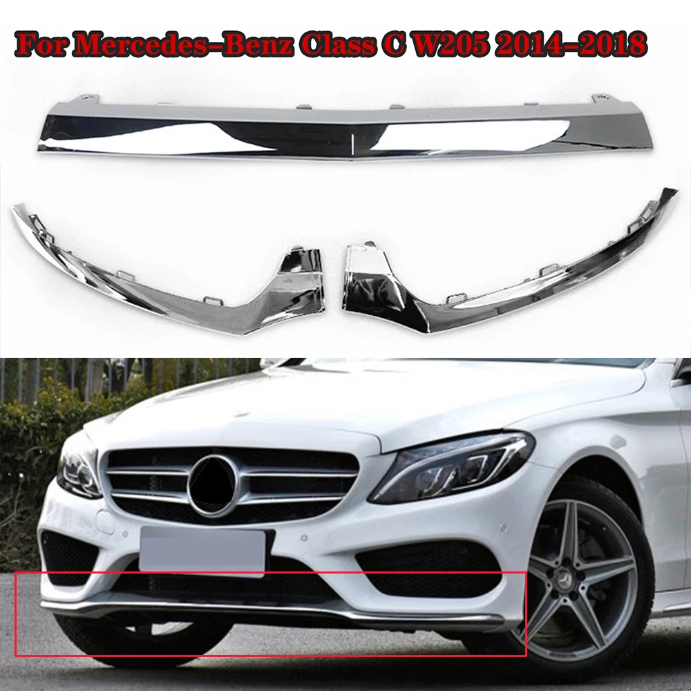 

Front Bumper Lower Lip for Mercedes-Benz Class C W205 2014-2018 Trim Molding Chrome Car Body Kit Accessories