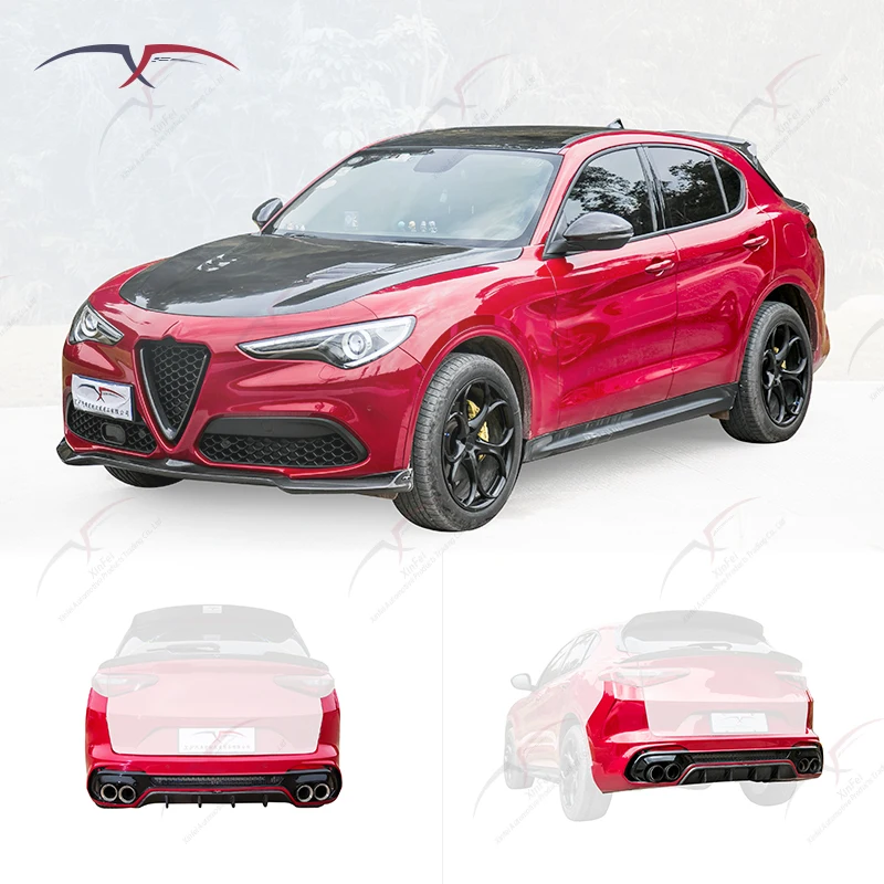 2017-2024 Romeo Stelvio Rear Bumper Kit Resin/Carbon Fiber Bodykit Fiberglass Auto Parts for Upgrade New Condition