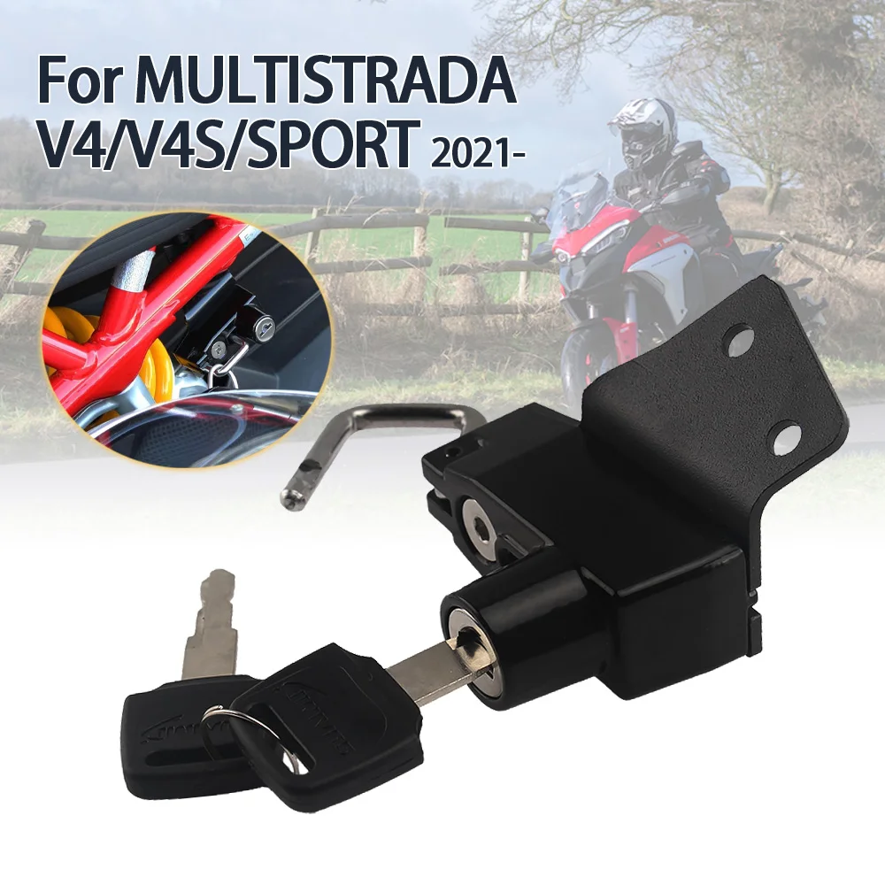 

Helmet Lock Mount Hook with 2 Keys Side Anti-theft Security For Multistrada V4 V4S Sport 2021- Up Motorcycle Accessories