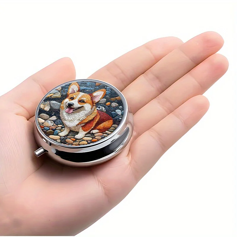 Travel Portable Pill Box with 3 Compartments, Cartoon Corgi Design, Suitable for Purse or Wallet, Cute Small Dog-Shaped Daily Pill Box, Ideal for Outdoor Travel and Office Storage