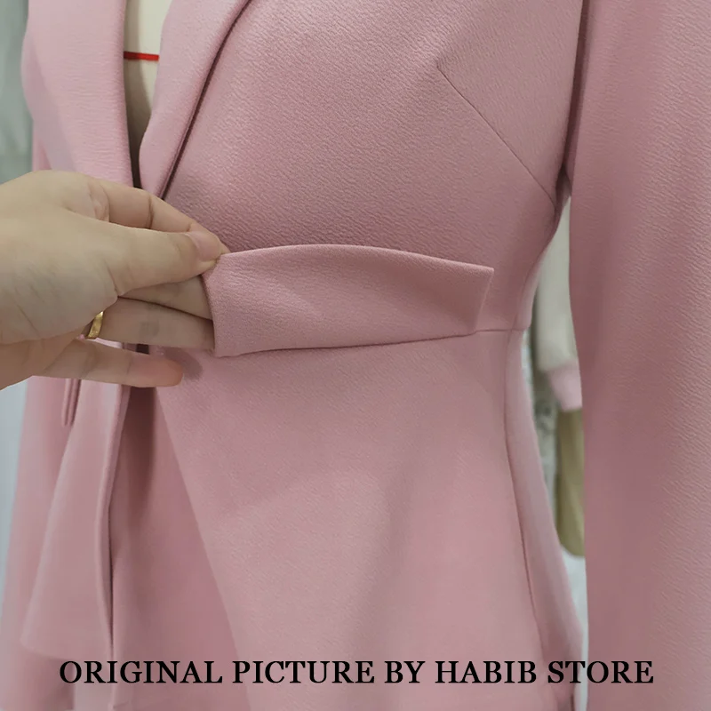 Black Pink Solid Jacket Blazer femme Two Piece Sets Women+Elegant Mini A Line Midi Skirt Suit Office Outfits Business Clothing