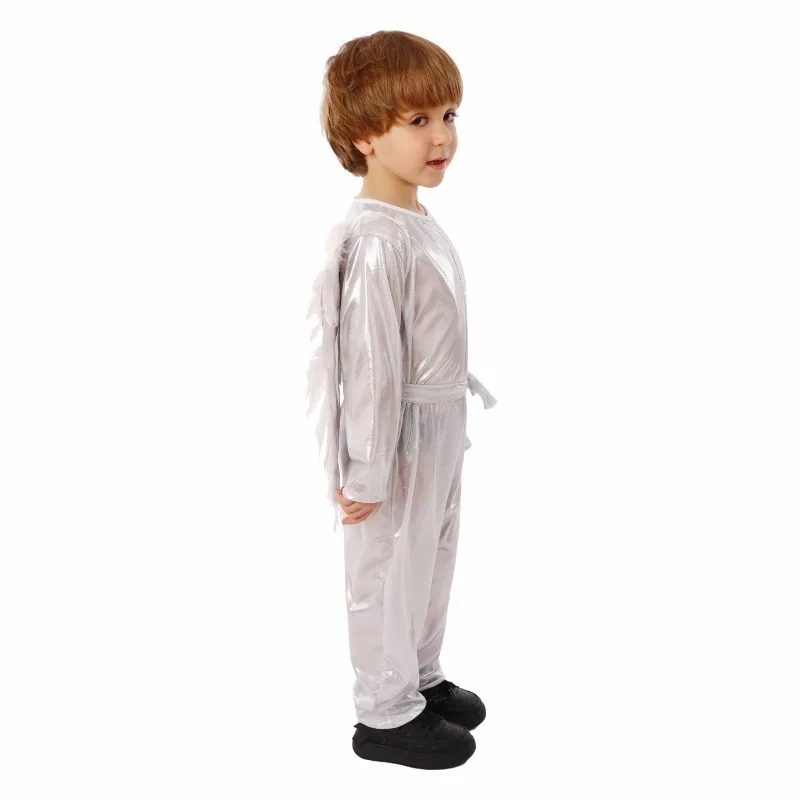 Kids White Angel Cosplay Jumpsuit Costume Long Sleeve Kids School Stage Performance Outfits Valentine Children Day Party Suit