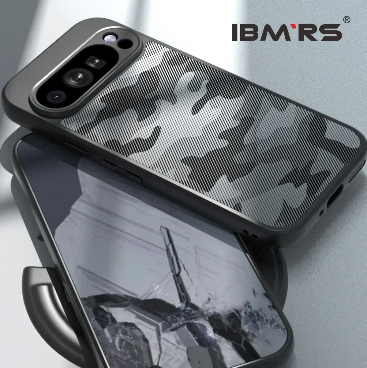 

ibmrs For Google Pixel 9 Pro XL Case ,Cover Rugged Flexible Durable Anti-Slip TPU Protection Shockproof Back Cover -Camo Black