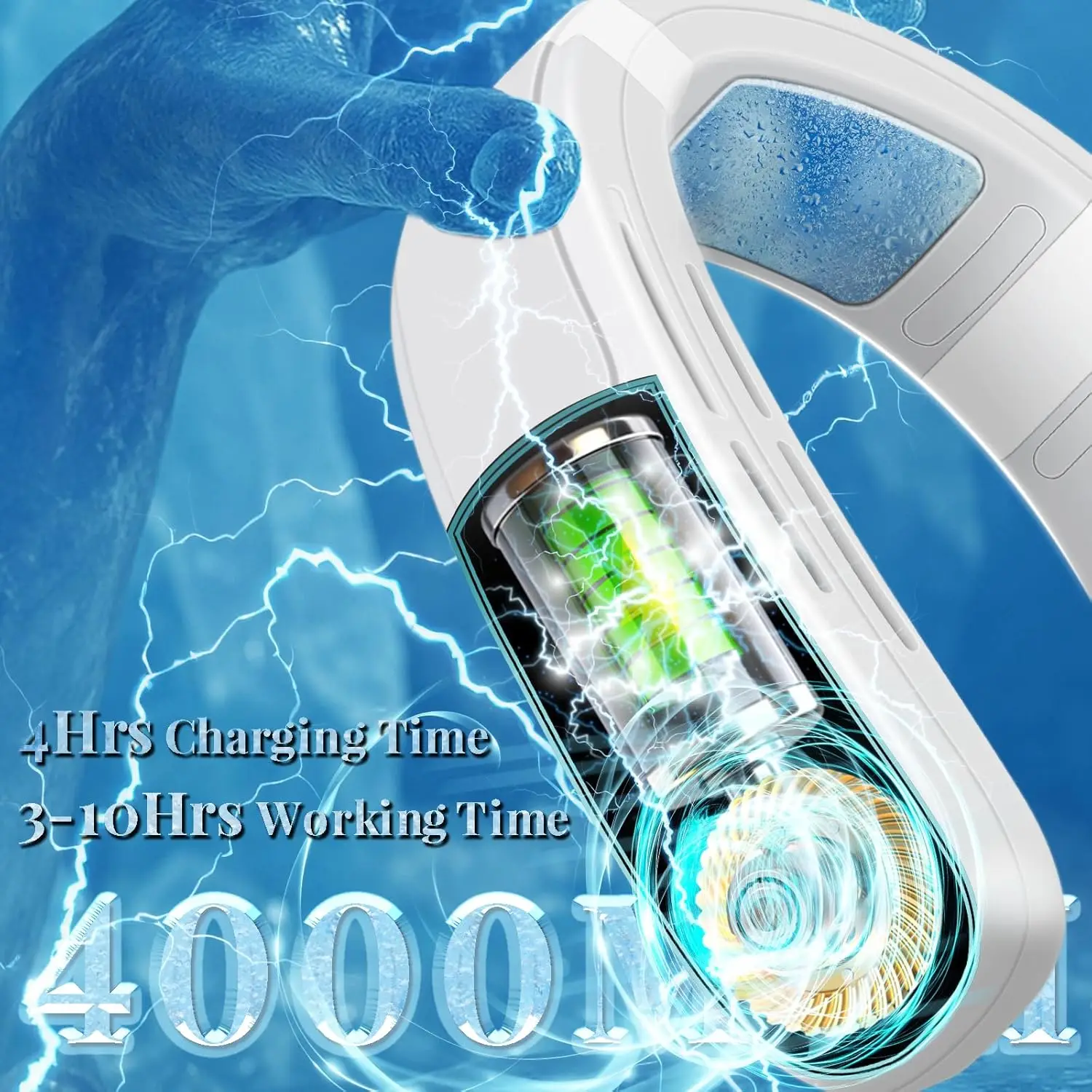 휴대용 에어컨은 차가운 공기를 불어 넣습니다. 여행용 충전식 휴대용 팬 Bladeless Wearable Personal Cooler