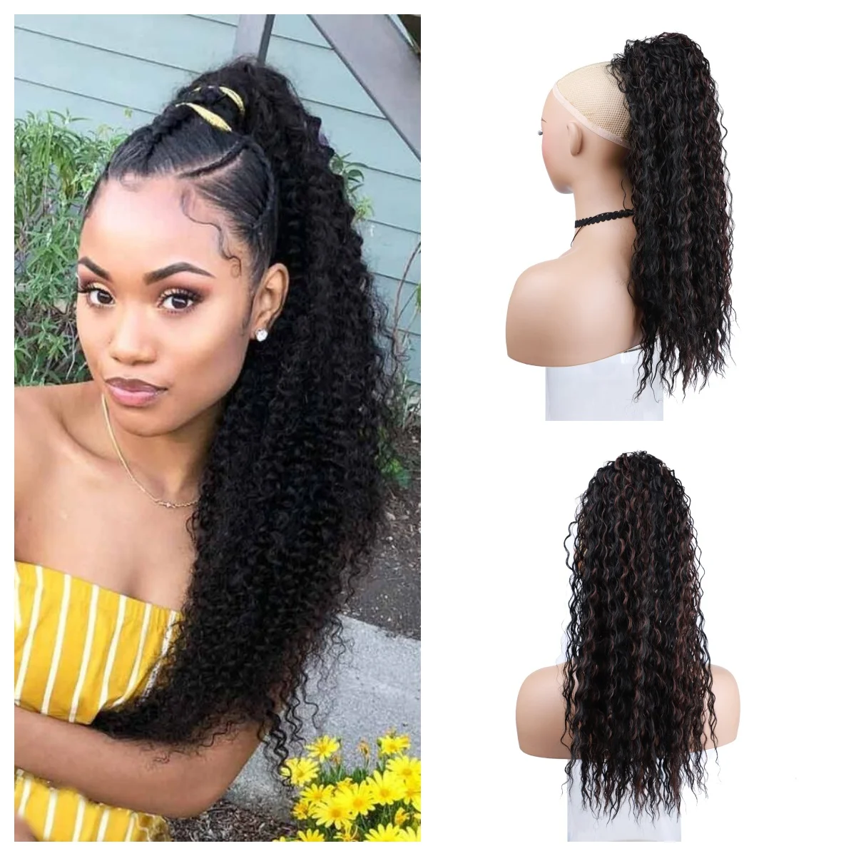 

Lydia 18IN Synthetic Drawstring Ponytail Afro Kinky Curly Hairpiece With Two Plastic Combs Mixed Colors Available Brown Blonde