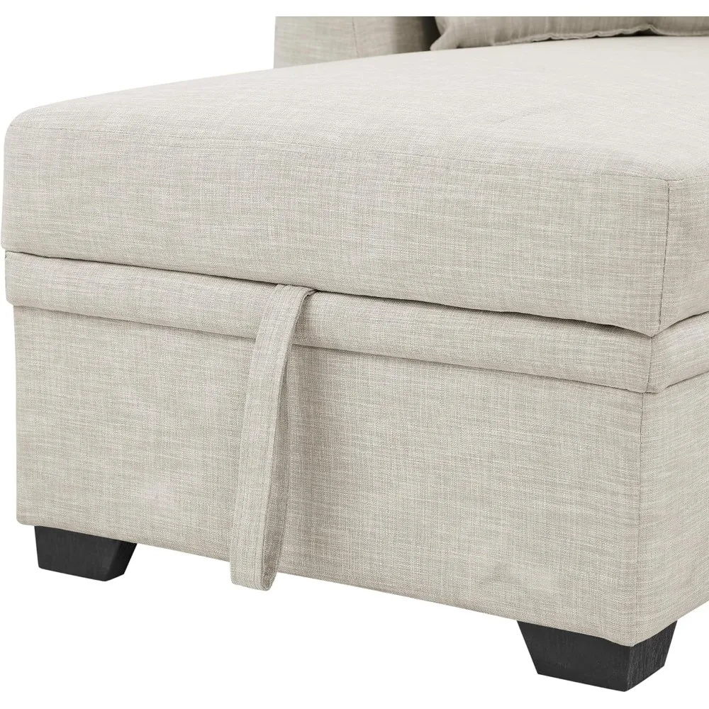 سرير أريكة قابل للسحب مقاس 83 بوصة، أريكة منجدة قابلة للعكس على شكل حرف L #6