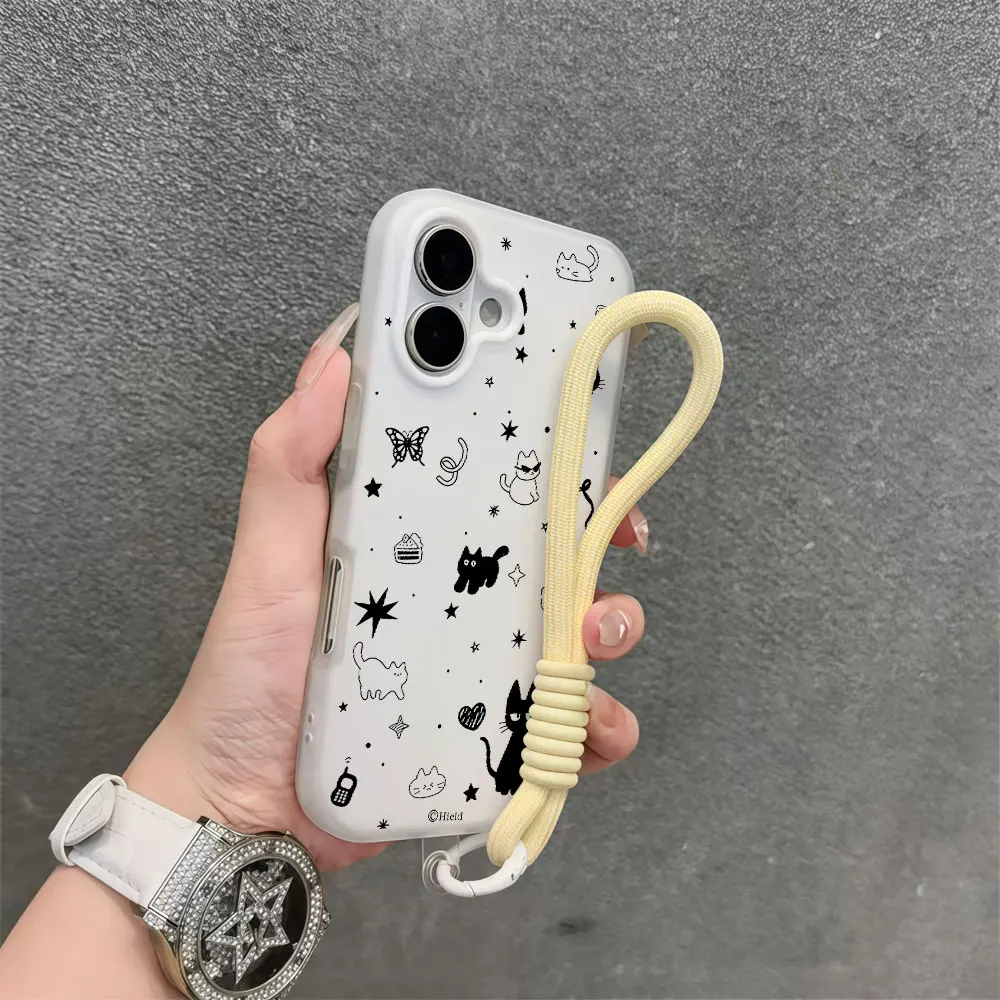 Cat Star Butterfly Bow Phone Case For Samsung Galaxy S26 FE S25 S24 S22 S21 Ultra Plus A55 A54 A35 A34 Lanyard Wrist Strap Cover view 3