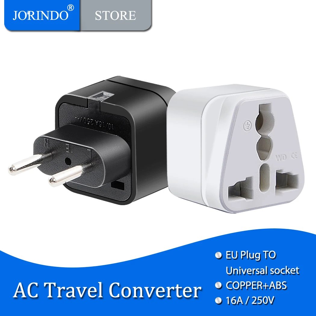 JORINDO European Standard plug Travel Adapter,EU 2 pin plug to a variety of national 3 holesocket travel conversion plugs