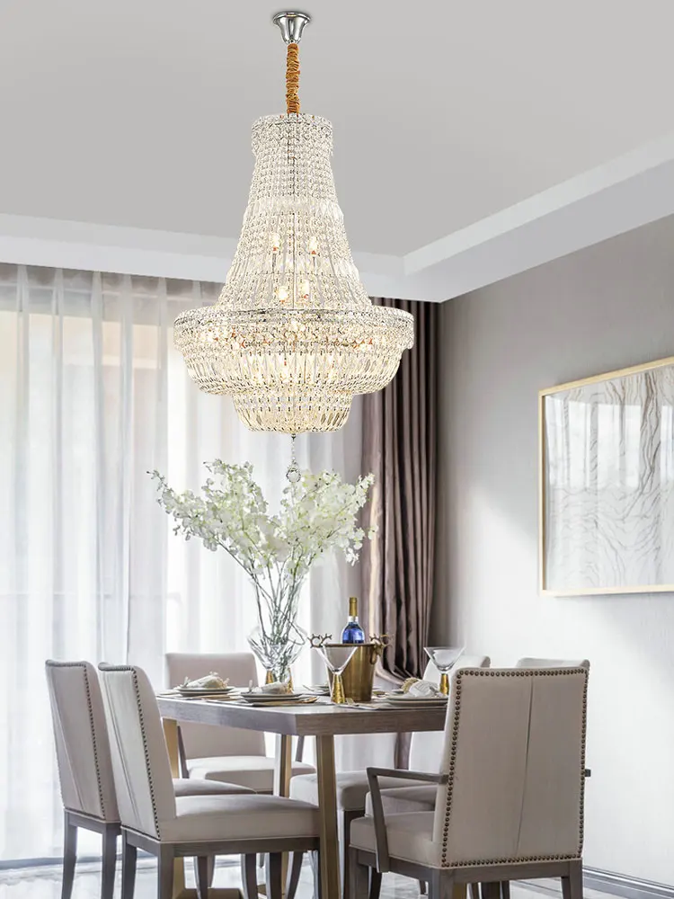 

Dimmable LED K9 Crystal Silver Gold 2024 Ceiling Chandelier Lighting Lustre Suspension Luminaire Lampen For Dinning Room