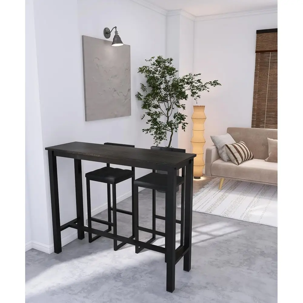 Paar 27 barkrukken met rugleuning, gewatteerde PU-leren stoelen, voetsteunen, zwart metaal, voor keuken of eetkamer