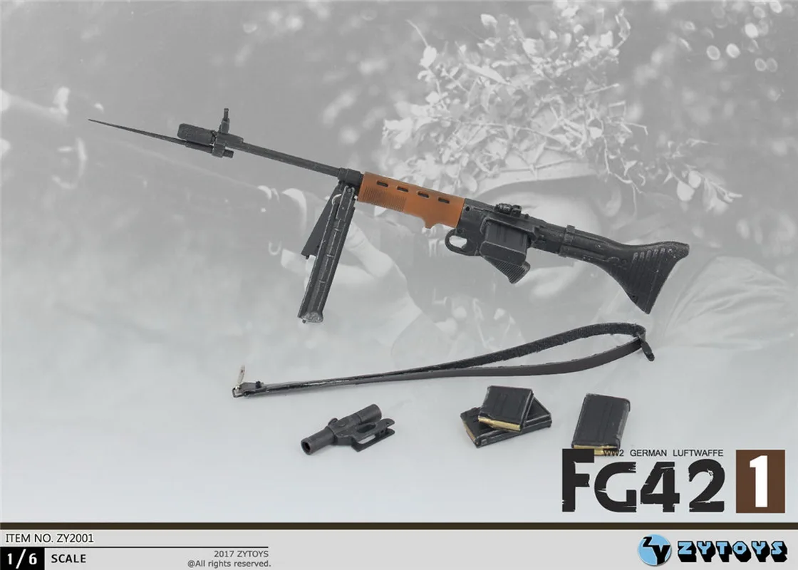 

1/6 Scale FG42-1 Paratrooper Rifle WW2 German ZY2001 For 12inch Action Figure Weapon Model Military Soldier Accessories