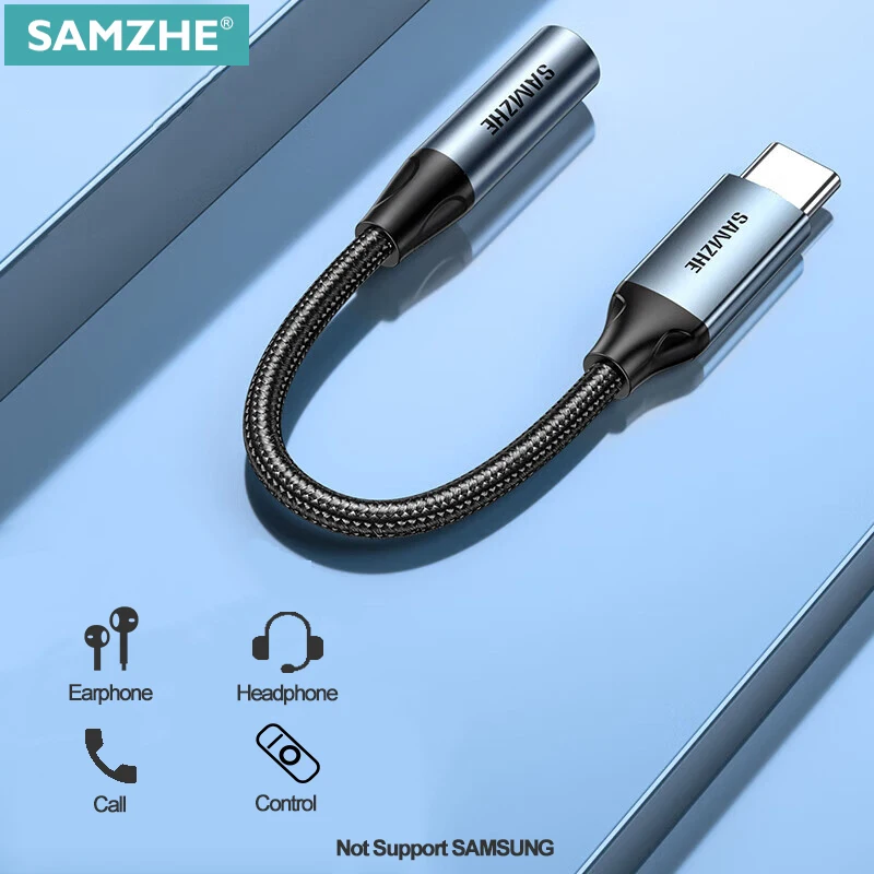 SAMZHE Type c to 3.5mm Headphone jack 3.5 AUX USB C Cable Audio USB C Adapter For Huawei V30 P30 pro Xiaomi Mi 10 Oneplus 7T pro