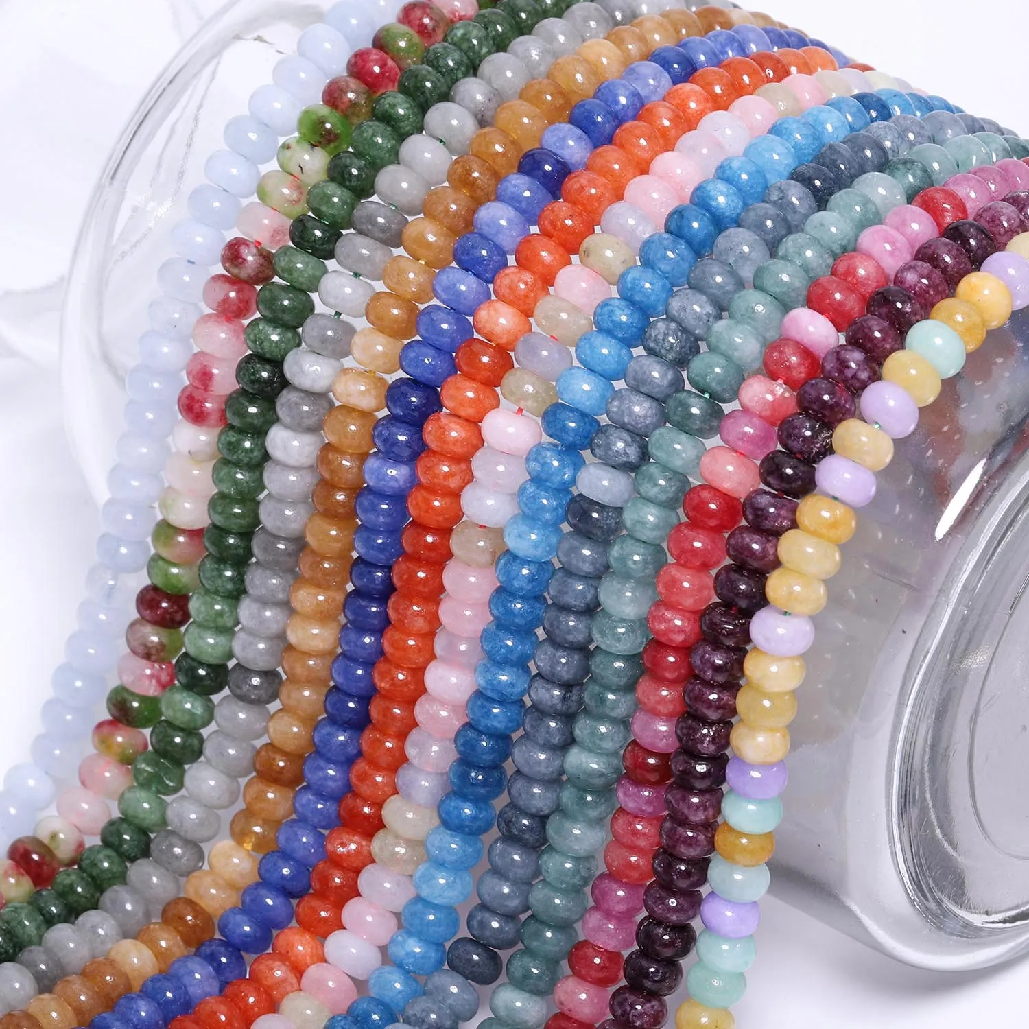 4x6 مللي متر متعدد الألوان اليشم المعداد شكل حجر الخرز شقة شكل دائري خزر عازل لصنع المجوهرات اليدوية سوار ذاتي الصنع قلادة #3