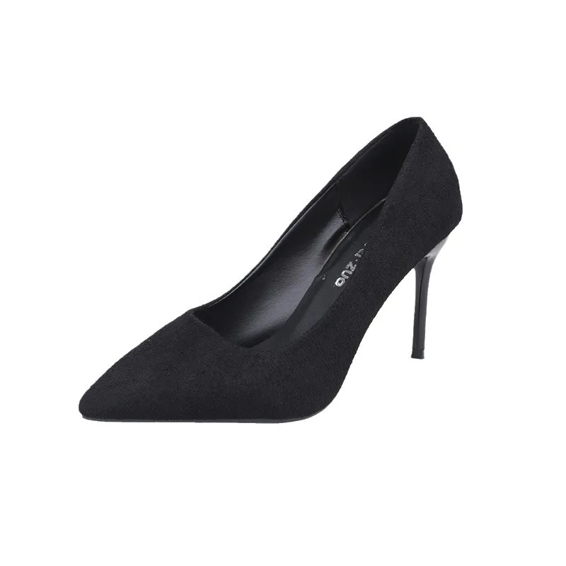 Spring and Autumn New Black High Heels Female Shallow Mouth Pointed Thin with Sexy Temperament Single Shoes Zapatos De Mujer