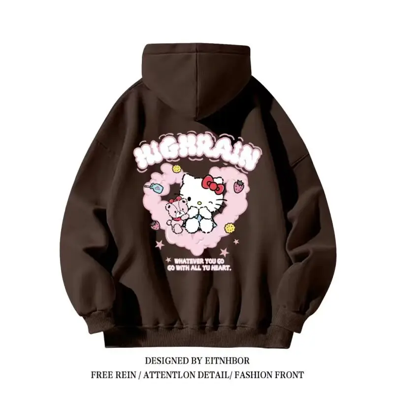 Sanrio-Sudadera con capucha de Hello Kitty para mujer, ropa gótica holgada de gran tamaño, estilo Preppy, Años 2000