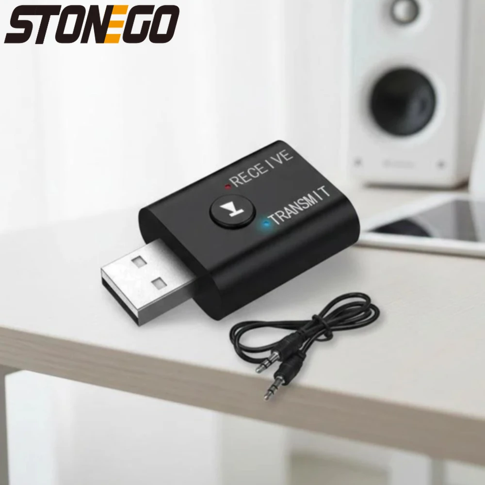 Bluetooth 5.0 Wireless Audio Adapter 2-in-1 Receiver Transmitter Mini Portable TV Car Speaker Adapter