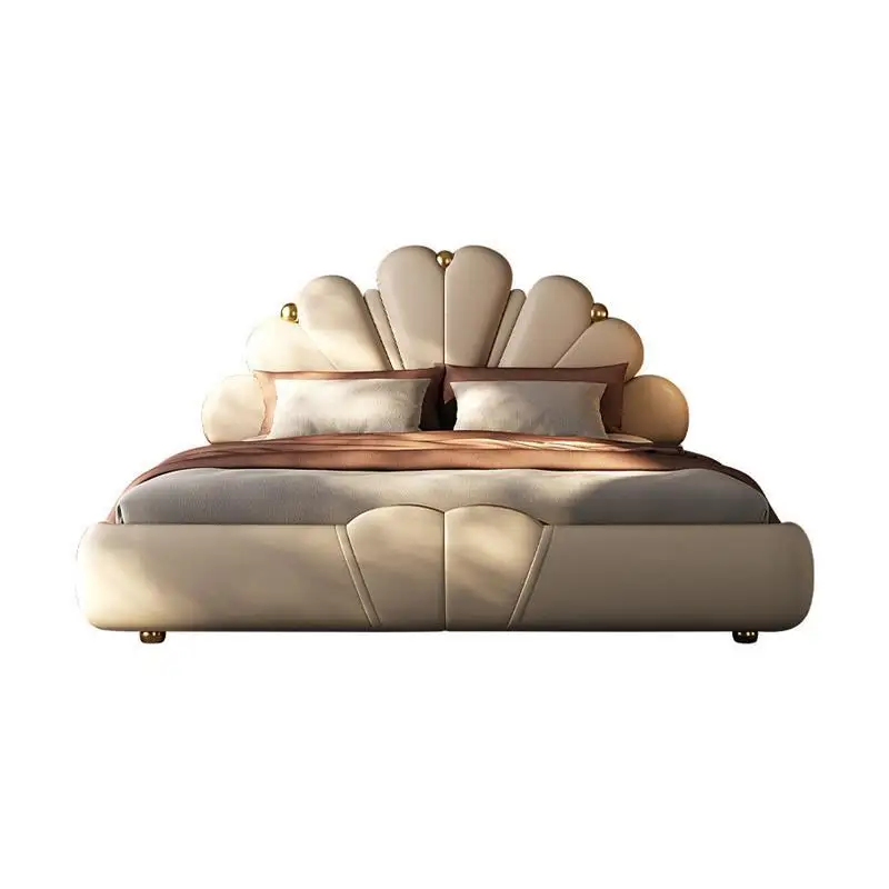 

Double shell bed, large Italian minimalist leather bed
