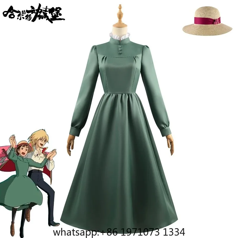2025 Anime Huil Cosplay Kostuum Sophie Jurken Hatter Kostuum Lange Jurk Schort Vrouwen Halloween Kostuum Role Playing Outfits