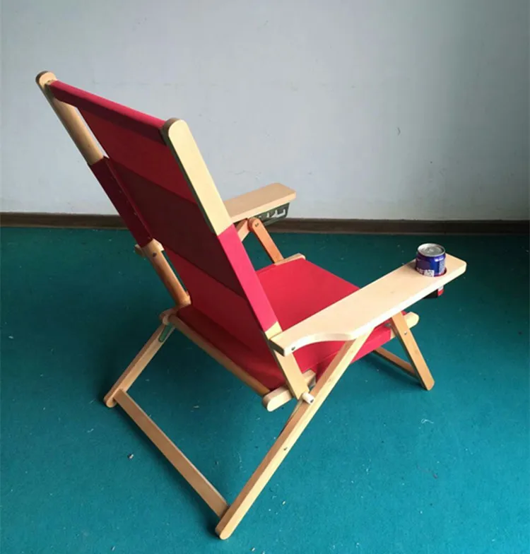 Outdoor high quality double seat folding wooden deck beach chair