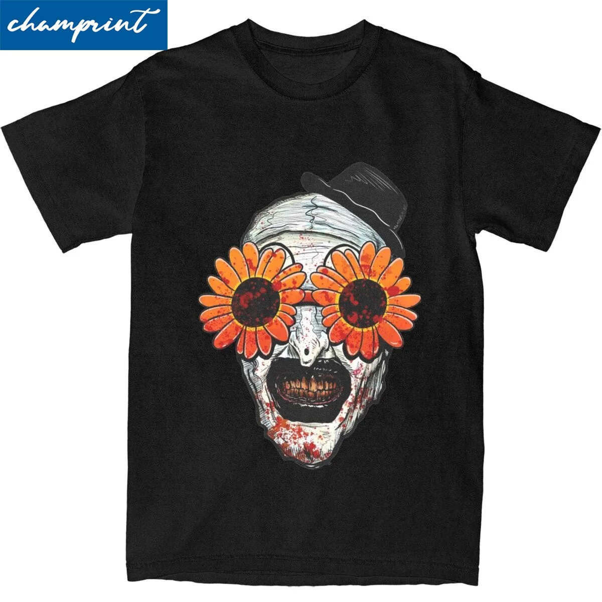 

Men Women's Art The Clown Terrifier 2 Sunflower Sunglasses T Shirts Horror Movie Cotton Tops Fashion Tees Plus Size T-Shirt