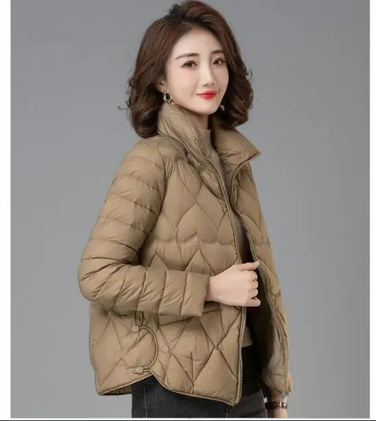 Jaket katun wanita, mantel perempuan jaket katun pendek, pakaian luar Ringan musim gugur dan dingin