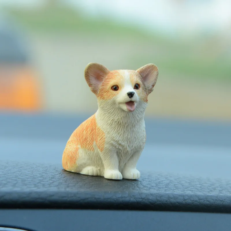 Car Dashboard Dog Toys Accessories Decorate Exquisite Mini Corgi Resin Doll Ornament Auto Interior Cute Puppy Gift Decorations